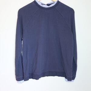 Carolina Belle Montreal Layered Look Blue Sweatshirt L Preppy Minimalist